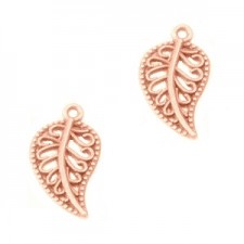 Metal charm Leaf 17x9mm Rosé gold